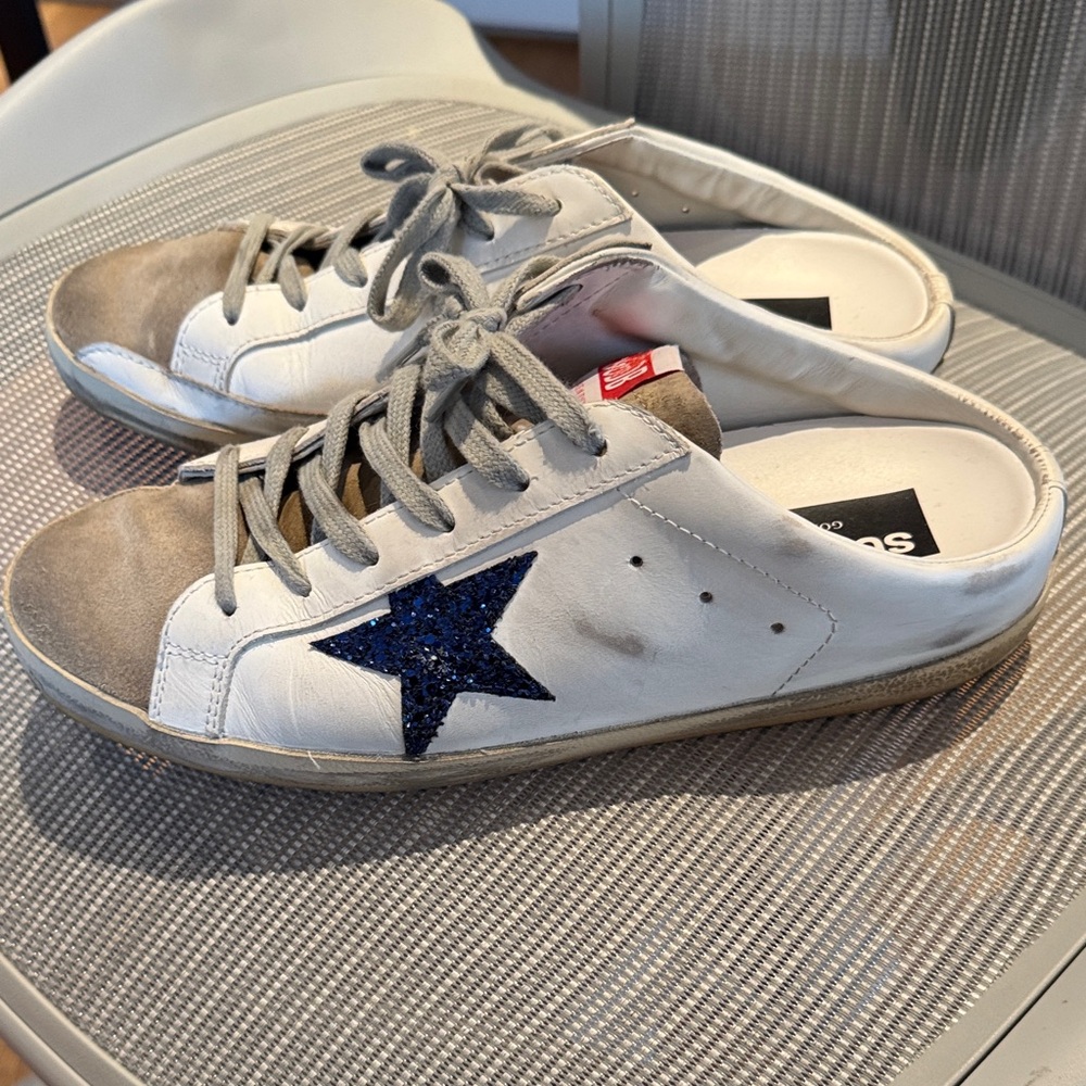 Golden Goose White and Blue Mules - Picture 3 of 5
